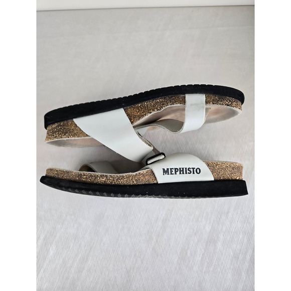 Mephisto Air-Relax White Leather Cork Footbed Slide Sandals Womens 39 France - Picture 8 of 11